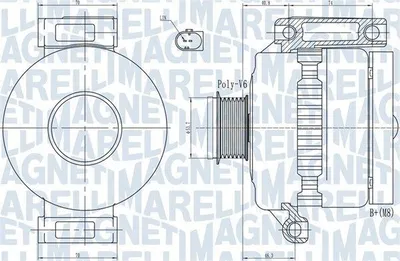Produktbild von MAGNETI MARELLI 063731923010 Lichtmaschine Generator LiMa 150A 14V für FORD MONDEO IV Turnier (BA7) S-MAX (WA6) GALAXY (WA6)