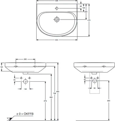 Produktbild von VIGOUR Waschtisch clivia 60x48 cm weiß