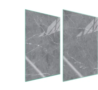 Immagine prodotto di Piastre copri fornelli 2 pezzi 35x52 Copri piano cottura in Vetroceramica tagliere in vetro marmo grigio