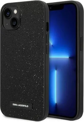 Produktbild von Karl Lagerfeld Glitzer-Plakette Logo – iPhone 14 Plus Hülle (Schwarz)