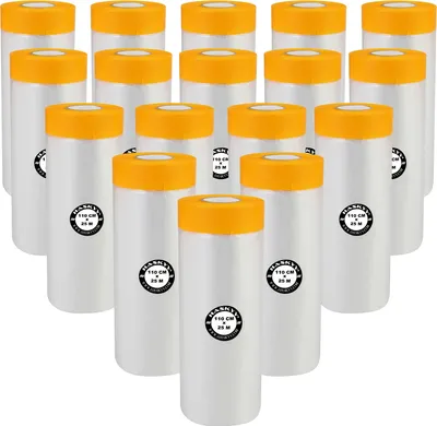 Produktbild von Abdeckfolie Malerfolie Baufolie 1,1 x 25m Abdeckband 7,5m² Goldband Masker Tape