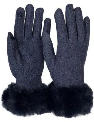 Productafbeelding van styleBREAKER Dames touchscreen handschoenen, effen kleur, met imitatiebont details, warme wanten, wintermodel 09010038