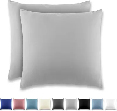 Obrázok produktu pre Poťahy na vankúše, 50 x 50 cm, sada 2 kusov, so zipsom, vyrobené z mikrovlákna, vhodné na vankúše, možné prať do 40 °C, svetlosivé