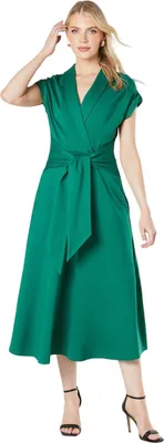 Image de Principles - Robe midi ceinture à nouer pour femme DH7419 (40 FR) (Émeraude)