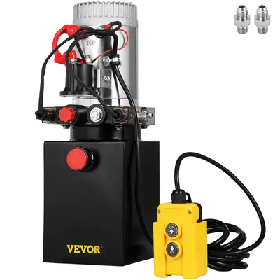 Produktbild von VEVOR Hydraulikpumpe, 12 V DC, doppeltwirkend, Hydraulikaggregat, 4 l Stahltank, Hydraulikpumpenaggregat zum Anheben von Kippanhängern