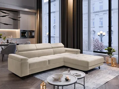 Produktbild von FurMeb24 ECKSOFA OLIVIO - 250 x 183 cm monolith 02 - mit schlaffunktion und bettkasten - rechte seite
