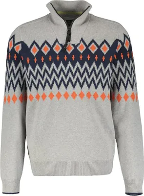 Produktbild von 33317 Lerros, , Herren Troyer Pullover Pulli Mock Zip, dicker Glattstrick, hellgrau, L