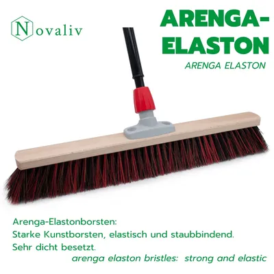 Image de Novaliv Balai de rue 60 cm I Balai avec manche extensible I Arenga-Elaston noir-rouge I Grossier I Balai industriel Balayeur de jardin Balayeur de cour