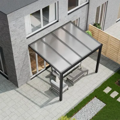 Produktbild von Terrassenüberdachung 4,06x2,5m Aluminium anthrazitgrau matt Polycarbonat Dach