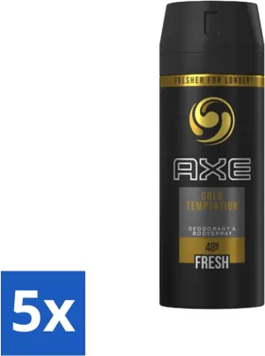Image de Ax – Déodorant spray pour le corps – 48 heures de fraîcheur – Gold Temptation – 150 ml - Pack économique - 5 pièces