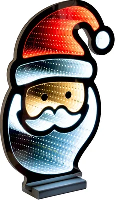 A decorative LED light shaped like Santa Claus.