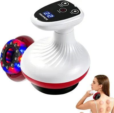 Produktbild von Gerät zur Lymphdrainage, Cellulite-Massage, elektrisches Massagegerät mit Sauggläsern, 9 Saug- und Heizstufen, Rot- und Blaulichttherapie mit LED