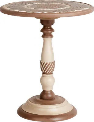Produktbild von BELIANI Beistelltisch aus dunklem Mangoholz mit runder Tischplatte, 45 x 45 cm, traditionelles Design