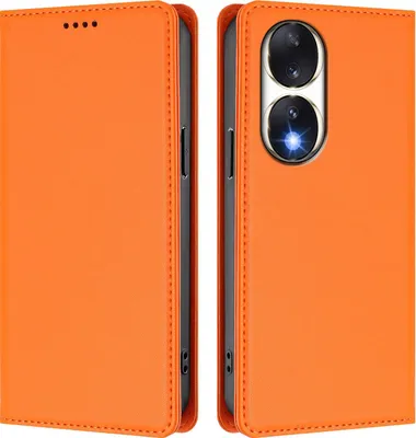Immagine prodotto di Custodia in pelle per Honor 90, custodia flip magnetica in Finto cuoio con supporto Arancione