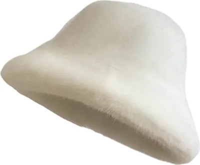 Produktbild von Wintermütze für Damen, dicker, flauschiger Plüsch, Kunstfell, wärmespeichernd, winddicht, Fischerhut, kurze Krempe, einfarbig, Outdoor-Radsport-Skimütze, weiß