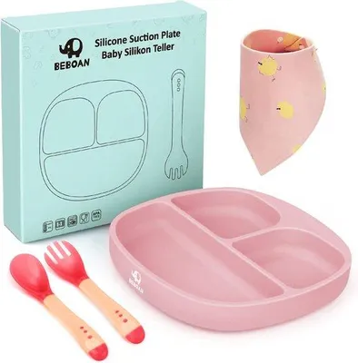 Immagine prodotto di Piatto per bambini in silicone con scomparti e rinforzo autoadesivo