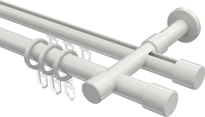 Produktbild von Interdeco Rundrohr-Innenlaufstange / Gardinenstange (Kombination) Weiß, Typ Prestige Santo (Kappe), 20 mm Ø 2-läufig, 120 cm