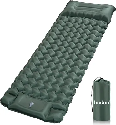 Produktbild von Camping Isomatte, Luftmatratze Selbstaufblasend, Schlafmatte mit Kissen & Fußpumpe, 2m Kompakte Leichte Schlafmatte für Camping Rucksackreisen Wandern
