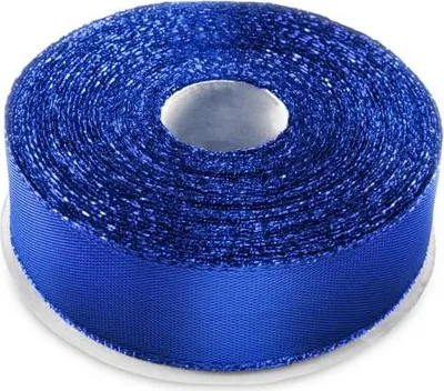 Image de METALLIC RIBBON ruban décoratif sur rouleau BLEU Noël 25mm x 22m
