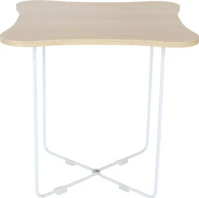Image de Table d'appoint scandinave, bois clair et métal blanc