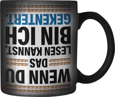 Produktbild von Trendation - Lustiges Segler Segelboot Gekentert Farbwechsel Zauber-Tasse mit Spruch Karabiner Farbwechsel Zauber-Tasse Edelstahl für Segler als Geschenkidee (Schwarz)