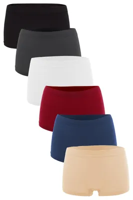 Produktbild von Fabio Farini - 6 Stück Damen Hipster Boxershorts - Frauen Unterhosen Slip Set Seamless angenehmes Tragegefühl ohne Seitliche Nähte