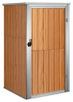 Produktbild von Gartengerätehaus - Metallschuppen - Verzinkter Stahl - Wasserdicht - 88x89x161 cm - Kunststoffrahmen - Khaki