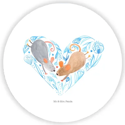 Produktbild von Mr. & Mrs. Panda magnet Mäuse Herz - Weiß - Geschenk, Love, Freundin, Kühlschrankmagnet, für fotos, Hochzeit, Kühlschrank, Immer, pinnwand, Lieblingsmensch