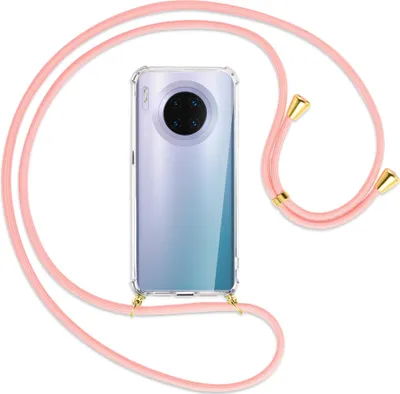 Produktbild von Handykette Backcover-Schutzhülle mit Band (Metall goldfarben) für Huawei Mate 30 Pro - rosa