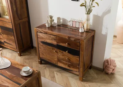 Produktbild von MASSIVMOEBEL24 Kommode Sheesham 100x45x80 dunkelbraun lackiert ANCONA #215