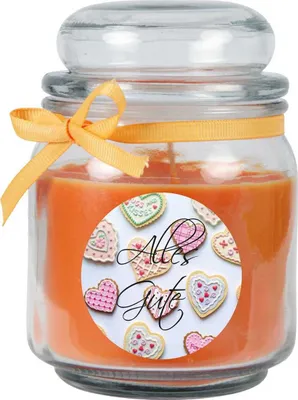 Produktbild von Duftkerze im Bonbonglas zum Muttertag, Duft: Honigmelone ( Orange ), 300g - Brenndauer bis zu 70 Stunden
