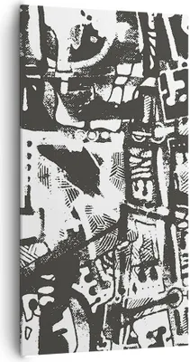 Produktbild von Bild auf Leinwand - Leinwandbild - Einteilig - Schwarzweiß Figuren Abstraktion - 65x120cm - Wand Bild - Wanddeko - Wandbilder - Leinwanddruck - Bilder - Wanddekoration - Leinwand bilder PA65x120-5125