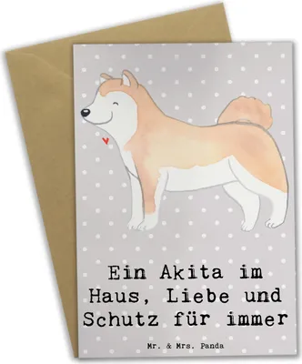 Produktbild von Mr. & Mrs. Panda Grußkarte Akita Inu Liebe - Grau Pastell - Geschenk, Hundeliebhaber, Hundeerziehung, einladungskarten, Hunde, Schutz, Glückwunschkarte, dankeskarten