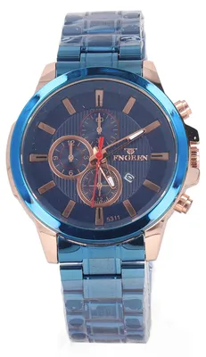 Produktbild von Herrenuhr, Quarzwerk, wasserdicht, leuchtend, multifunktional, mit Armband aus Kunstleder, blaue Farbe