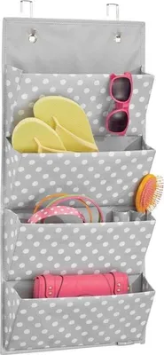 Immagine prodotto di Sistema di porta organizer appeso mDesign 4 scomparti grigio/bianco a pois