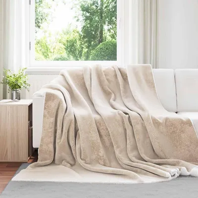 Image de Couverture en polaire beige, dimensions 220 x 240 cm