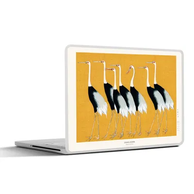 Produktbild von MuchoWow® Laptop Aufkleber Sticker Cover Vögel - Tiere - Schwarz - Weiß - Gelb 40x30 cm - Laptop Dekoration - Selbstklebend