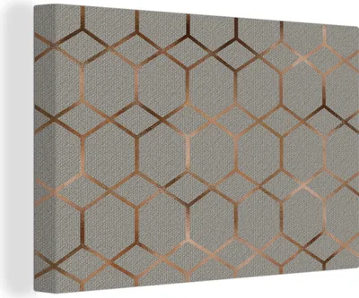 Produktbild von OneMillionCanvasses® - Leinwandbilder - 150x100 cm, Muster - Grau - Bronze, Wandbilder Kunstdruck Wanddekoration