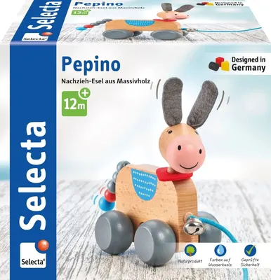 Produktbild von Selecta Kleinkindwelt Rollspielzeug Holz Pepino Nachzieh-Esel 13 cm 62102