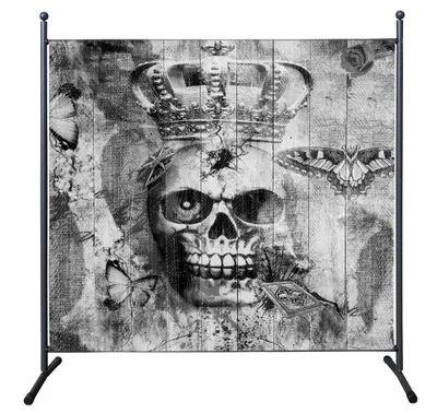 Produktbild von Paravent Outdoor Wetterfest 180 x 178 cm Skull | Raumteiler Stellwand Innen | Garten & Balkon Sichtschutz Blickdicht