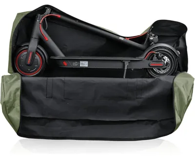 Image de Sac de transport pliable pour trottinette électrique, sac de rangement, sac à bandoulière pour Xiaomi M365/M365 Pro et Segway, couleur vert armée, dimensions 120x22x41 cm