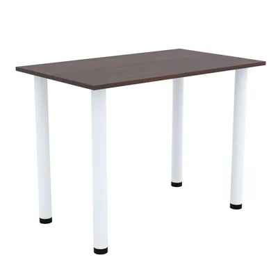 Image de AKKE Table de salle à manger en noyer avec pieds blancs LxlxH : 60x60x74 cm