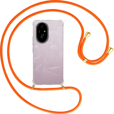 Produktbild von Handykette Backcover-Schutzhülle mit Band (Metall goldfarben) für Honor 200 - neonorange