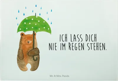 Produktbild von Mr. & Mrs. Panda Frühstücksbrett Bär Regenschirm - Weiß - Geschenk, Freunde, Teddy, Küchenbrett, Servierplatte, Pärchen, Spruch, Familie, Schneidebrett, Liebe, Partner