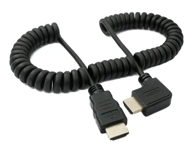 Produktbild von HDMI 1.4 Kabel 2 m Standard Stecker zu Stecker Spirale Winkel in Schwarz | System-S