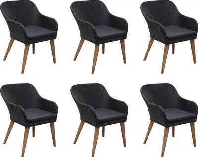 Produktbild von vidaXL 7-tlg. Garten-Essgruppe mit Auflagen Poly Rattan Schwarz