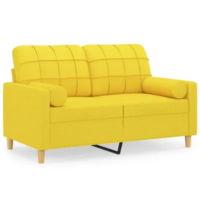 Zdjęcie produktu dla 2-osobowa sofa z poduszkami, jasnożółta, 120 cm, tkanina
