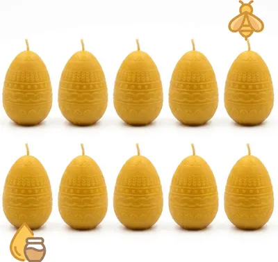 Produktbild von Set mit 10 Bienenwachskerzen EIER natürliche Weihnachtsdekoration ÖKO