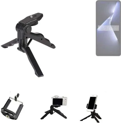 Produktbild von K-S-Trade Stativ Tisch-Ständer Dreibein Handy-Stativ Ständer kompatibel mit Tecno Pova 5 Pro Mini-Stativ Smartphone Tripod Handy-Stativ aus Plastik
