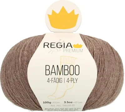 A ball of yarn with a product label attached.